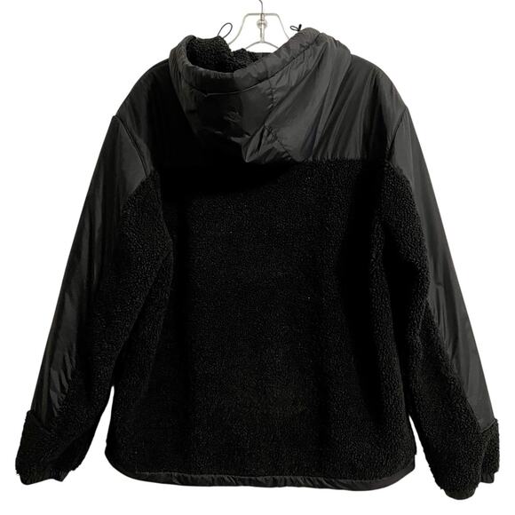 K-Way Jacket Men Size XL Black Le Vrai Orsetto 3.0 Sweatshirt Teddy Sherpa Hood - Picture 3 of 9